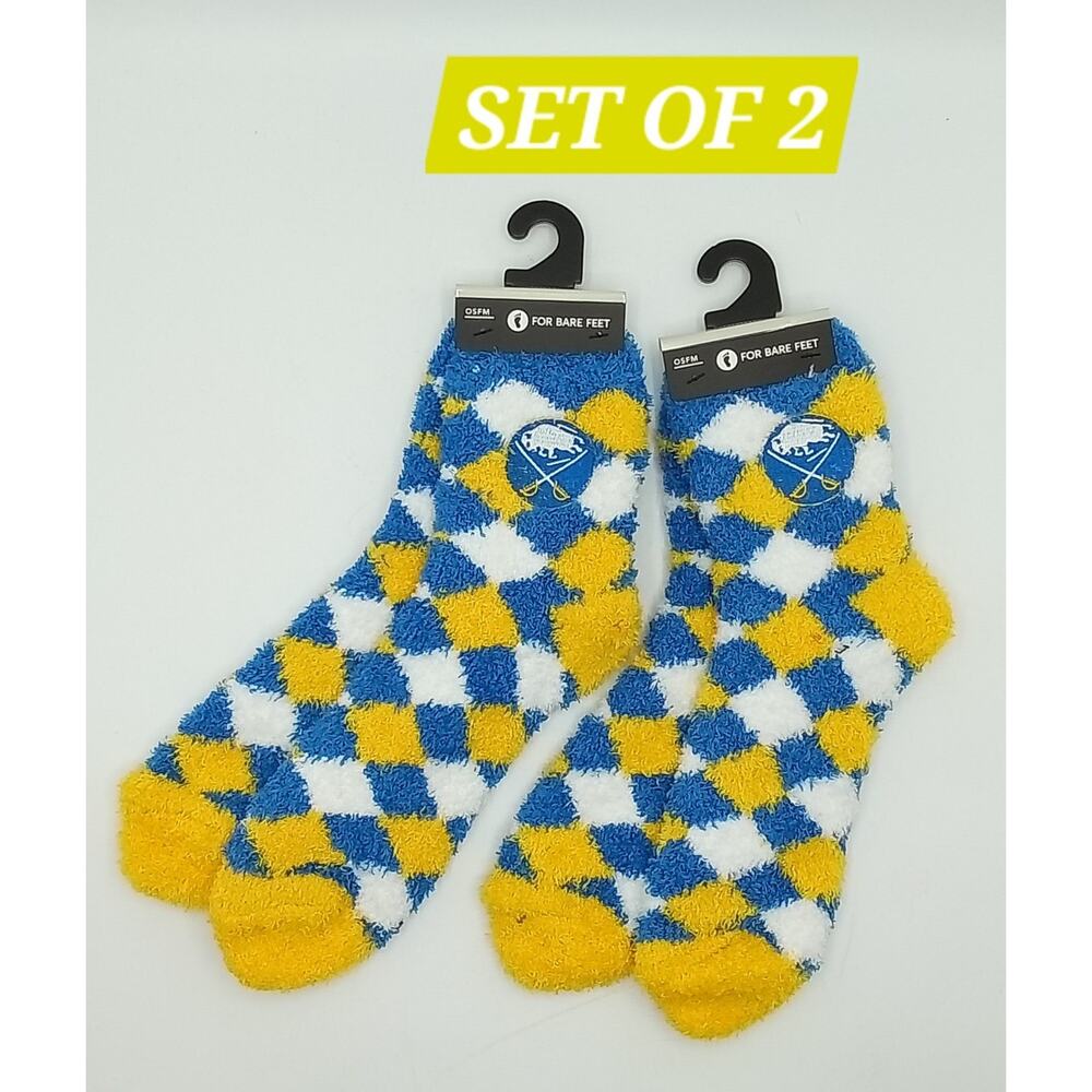 Buffalo Sabres Set of 2 Pairs Diamond Pattern Fuzzy Socks Size OSFM